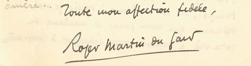 Da lettera di Roger Martin Du Gard ad Alberti, 25 giugno 1937, firma
